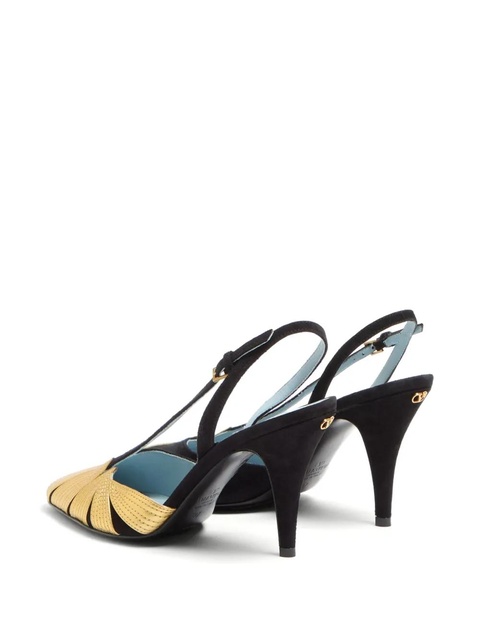 Valentino Garavani 90mm Foliefoliage slingback pumps - Black - zdjęcie produktu nr 2
