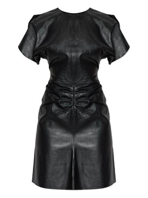 Victoria Beckham ruched leather mini dress - Black - zdjęcie produktu nr 1
