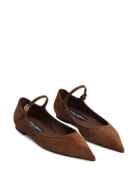 Dolce & Gabbana pointed-toe ankle-strap flats - Brown - zdjęcie produktu nr 2