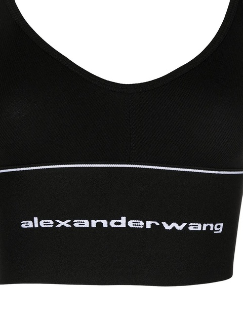 Alexander Wang logo elasticated-hem bra - Black - zdjęcie produktu nr 2