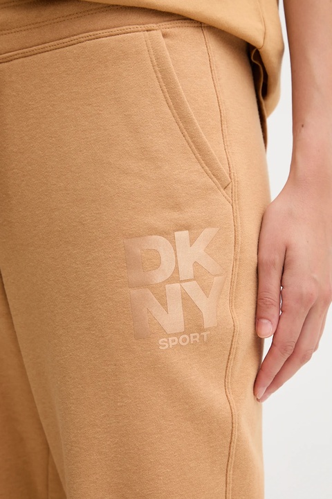 Dkny spodnie dresowe damskie kolor brązowy gładkie DP5P3758 - zdjęcie produktu nr 2
