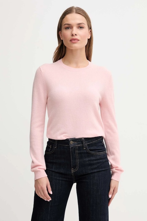 United Colors of Benetton sweter wełniany damski kolor różowy lekki - zdjęcie produktu nr 1