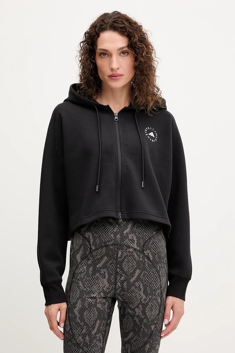 adidas by Stella McCartney bluza dresowa kolor czarny z kapturem gładka JD8107 - zdjęcie produktu nr 1
