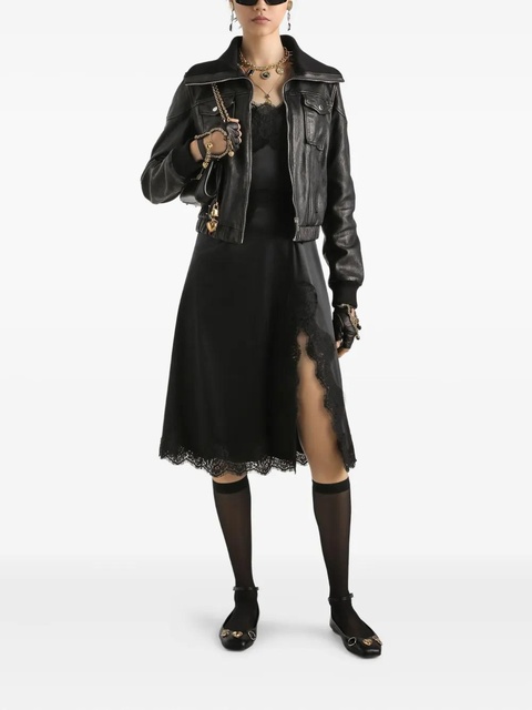 Dolce & Gabbana bomber-style leather jacket - Black - zdjęcie produktu nr 1