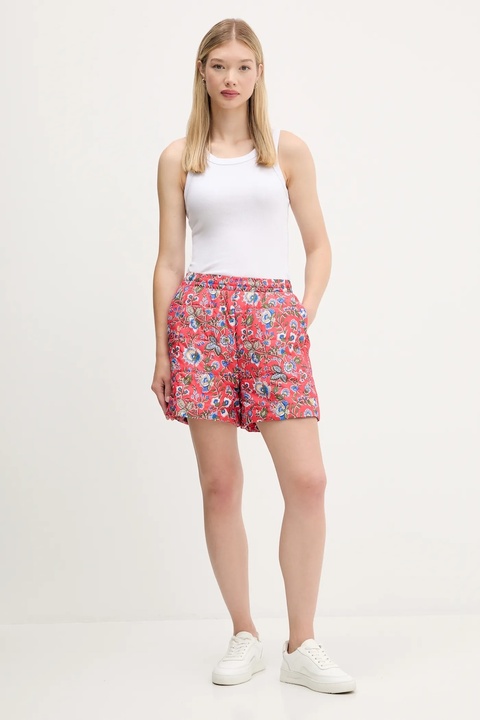 adidas Originals szorty Liberty damskie kolor różowy wzorzyste high waist JW5196 - zdjęcie produktu nr 2