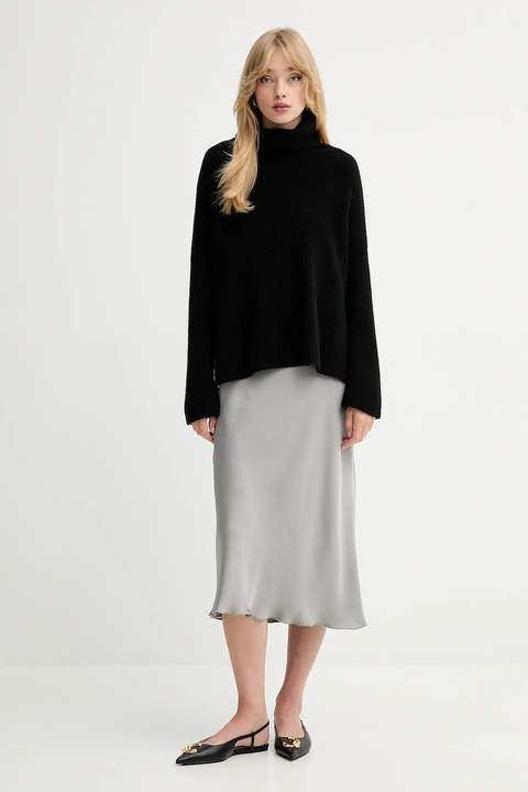 MAX&Co. sweter kaszmirowy damski kolor czarny lekki z golfem 2528366044200 - zdjęcie produktu nr 2