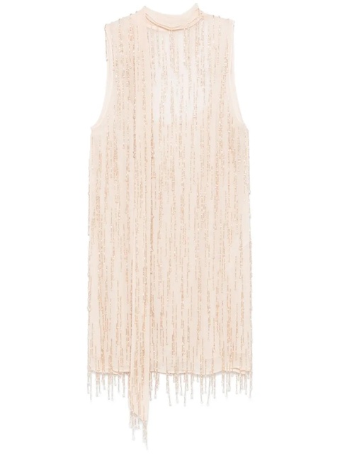 Blumarine bead-embellished georgette mini dress - Neutrals - zdjęcie produktu nr 1
