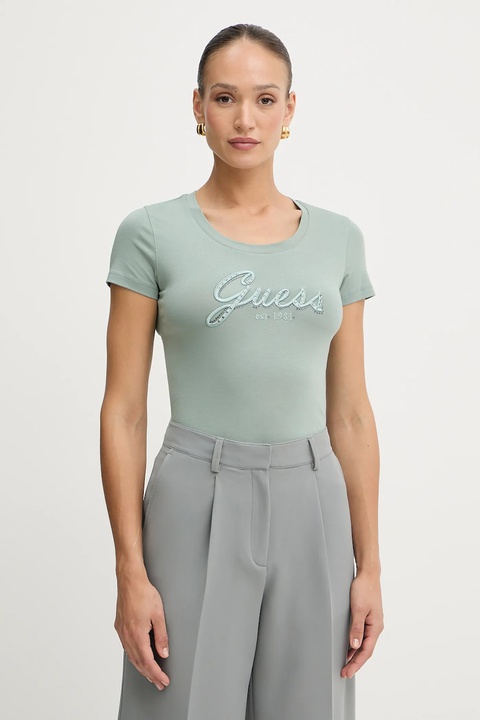Guess t-shirt damski kolor zielony W5YI46 J1314 - zdjęcie produktu nr 1