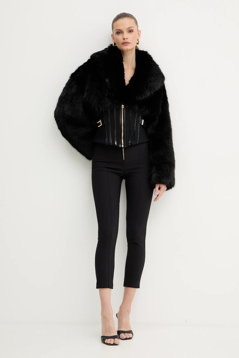 Elisabetta Franchi spodnie damskie kolor czarny dopasowane high waist PA11956E2 - zdjęcie produktu nr 1