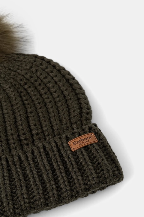 Barbour czapka kolor zielony z grubej dzianiny LHA0336 - zdjęcie produktu nr 2