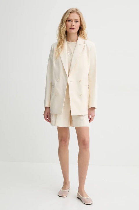 A.P.C. szorty bawełniane short orlane damskie kolor beżowy gładkie high waist COHFU.F10214 - zdjęcie produktu nr 1