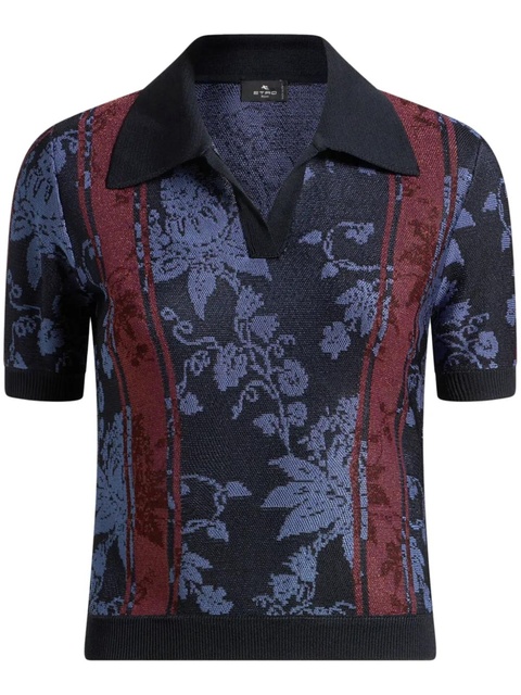 ETRO floral jacquard polo shirt - Blue - zdjęcie produktu nr 1