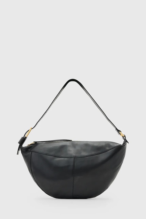 AllSaints torebka skórzana LUNA kolor czarny W190XD - zdjęcie produktu nr 1