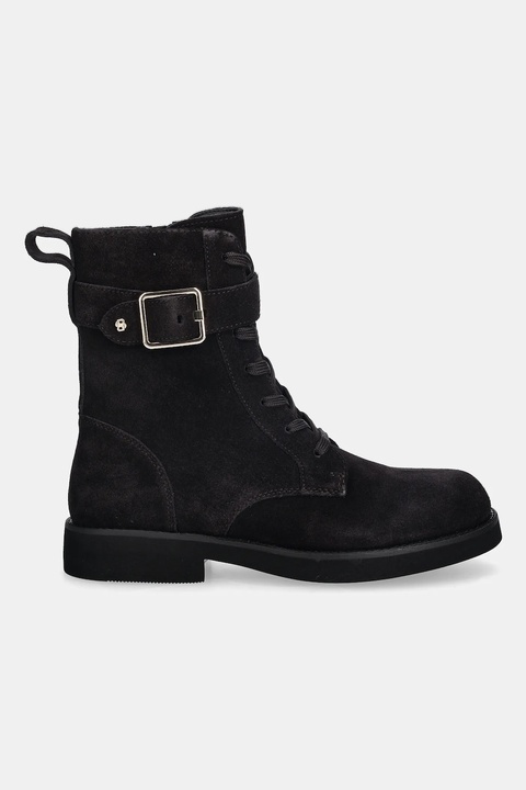 BOSS botki zamszowe Eleri kolor fioletowy na płaskim obcasie 50552774 - zdjęcie produktu nr 2