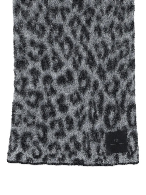 ANINE BING leopard-print wool scarf - Grey - zdjęcie produktu nr 1