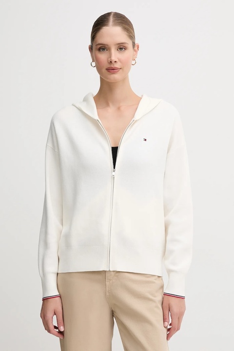 Tommy Hilfiger kardigan damski kolor beżowy lekki WW0WW42018 - zdjęcie produktu nr 1