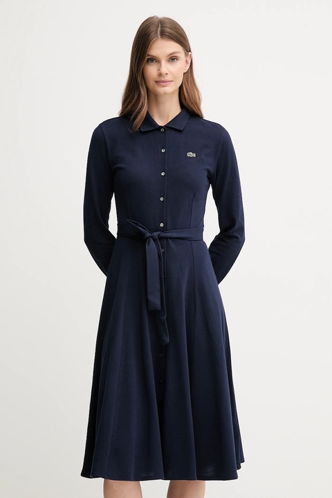 Lacoste sukienka bawełniana kolor granatowy mini rozkloszowana EF5299 - zdjęcie produktu nr 2