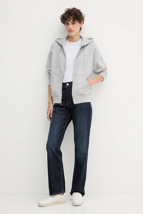 Calvin Klein Jeans bluza damska kolor szary z kapturem gładka LV047B237G - zdjęcie produktu nr 2