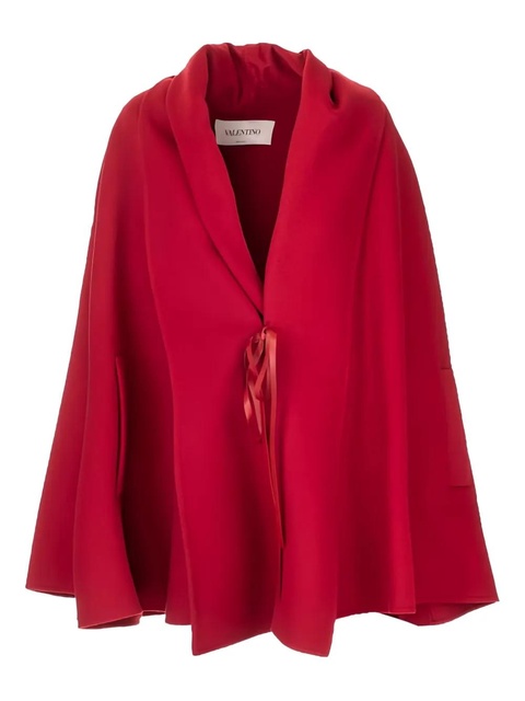 Valentino Garavani ribbon-detail cape coat - Red - zdjęcie produktu nr 1