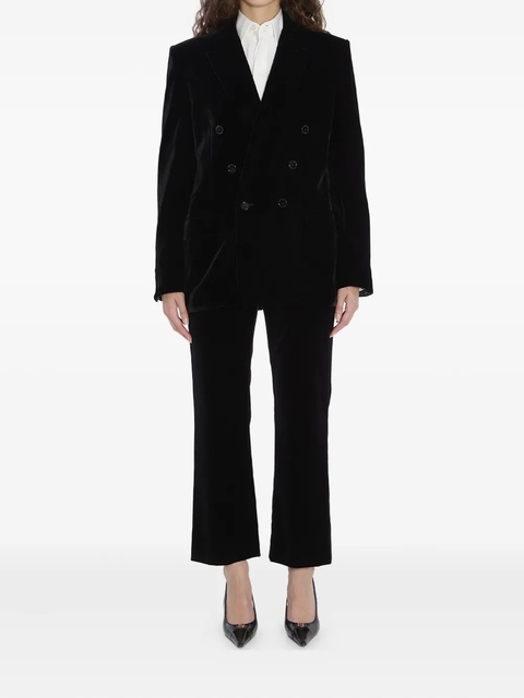 Saint Laurent Cassandre double-breasted velvet jacket - 1000|Black - zdjęcie produktu nr 1