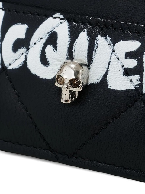 Alexander McQueen Graffiti-print quilted cardholder - Black - zdjęcie produktu nr 2
