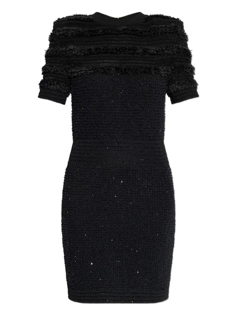 Balmain textured short-sleeve dress - Black - zdjęcie produktu nr 1