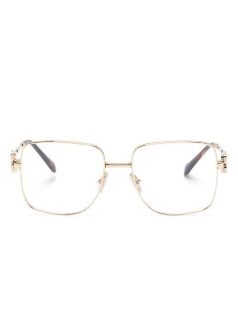 Miu Miu Eyewear logo-lettering square-frame glasses - Gold - zdjęcie produktu nr 1