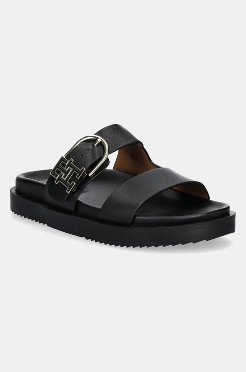 Tommy Hilfiger klapki skórzane LEATHER SPORTY MULE damskie kolor czarny FW0FW08512 - zdjęcie produktu nr 1