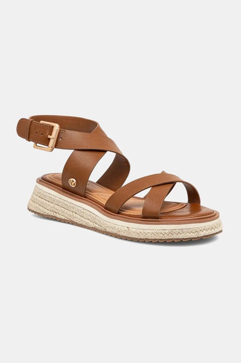 Pepe Jeans sandały skórzane KATE NATURE damskie kolor brązowy na platformie PLS90692 - zdjęcie produktu nr 1