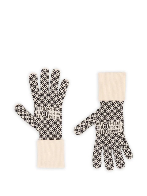 MM6 Maison Margiela intarsia-knit gloves - White - zdjęcie produktu nr 1