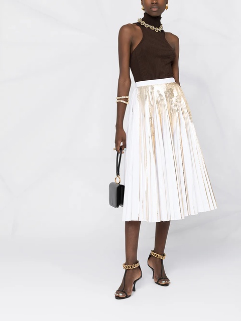 Valentino Garavani metallic-effect pleated skirt - White - zdjęcie produktu nr 2