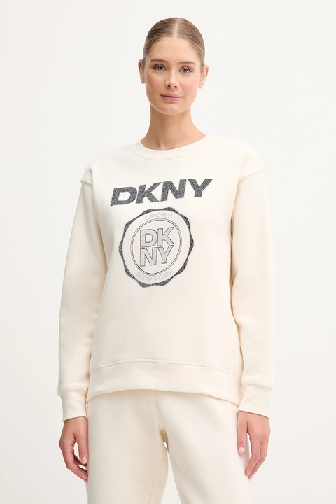 Dkny bluza damska kolor beżowy z nadrukiem DP5T1340 - zdjęcie produktu nr 1