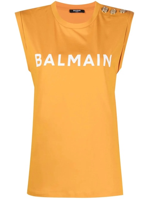 Balmain logo-print cap-sleeve T-shirt - Orange - zdjęcie produktu nr 1