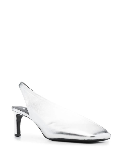 Jil Sander 75mm square-toe leather pumps - Silver - zdjęcie produktu nr 2