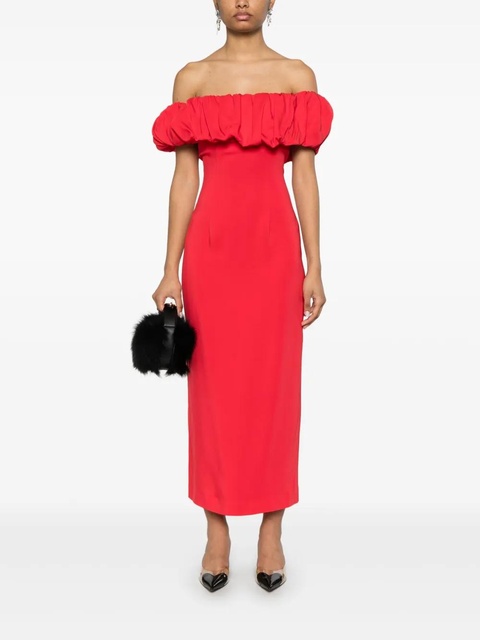 Rowen Rose Bardot-neckline midi dress - Red - zdjęcie produktu nr 1