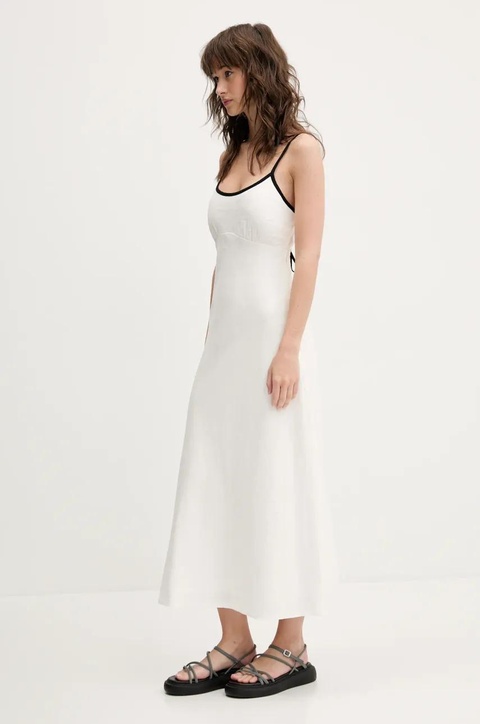 Hollister Co. sukienka lniana kolor beżowy maxi prosta KI359-5049 - zdjęcie produktu nr 2