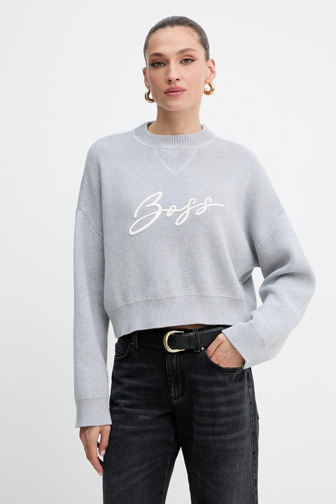 BOSS Orange sweter bawełniany damski kolor szary 50543979 - zdjęcie produktu nr 1