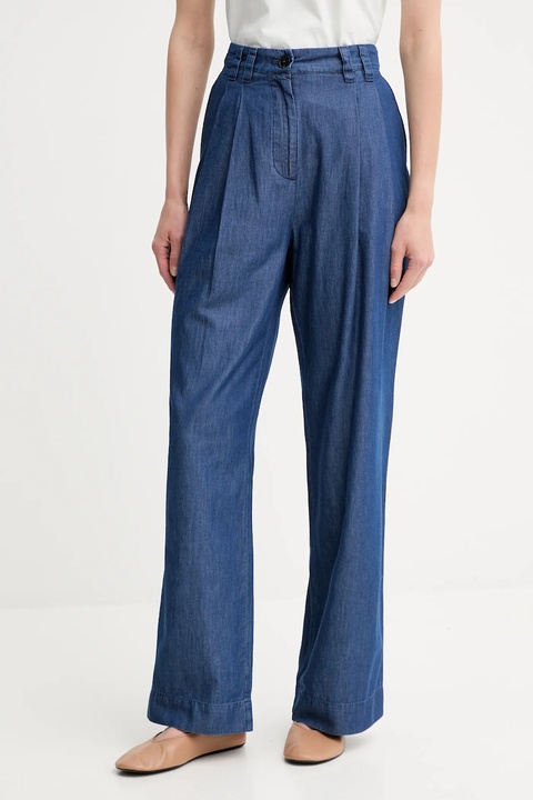 Marc O'Polo spodnie damskie kolor niebieski szerokie high waist 506089110123 - zdjęcie produktu nr 1