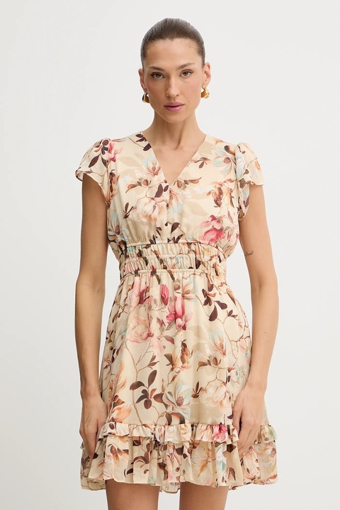 Guess sukienka BRIGIDA kolor beżowy mini rozkloszowana W3YK34 WDW82 - zdjęcie produktu nr 1