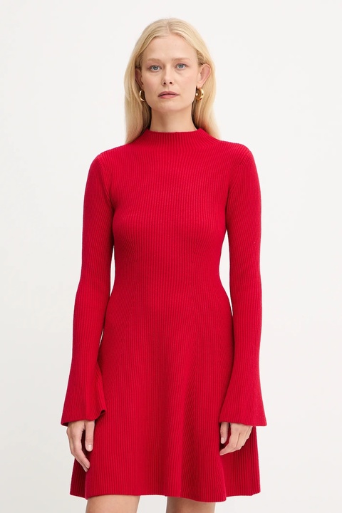 Twinset sukienka z dodatkiem wełny kolor czerwony mini rozkloszowana 252TT3140 - zdjęcie produktu nr 1