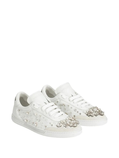 Dolce & Gabbana crystal-embellished leather sneakers - White - zdjęcie produktu nr 2