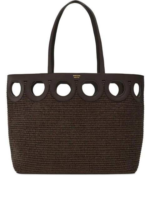Ferragamo large raffia tote bag - Brown - zdjęcie produktu nr 1