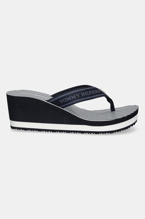 Tommy Hilfiger japonki TH STRIPES WEDGE BEACH SANDAL damskie kolor granatowy na koturnie FW0FW08521 - zdjęcie produktu nr 2