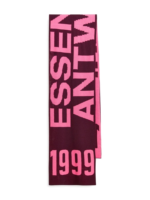 Essentiel Antwerp intarsia logo scarf - Red - zdjęcie produktu nr 1