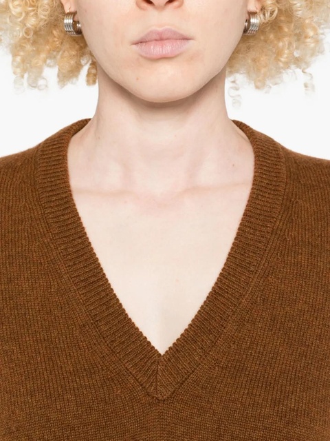 Jil Sander V-neck wool-blend sweater - Brown - zdjęcie produktu nr 2