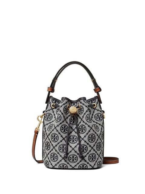 Tory Burch mini T Monogram bucket bag - Blue - zdjęcie produktu nr 1