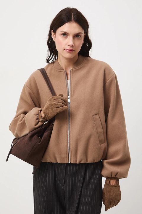 Medicine rękawiczki zamszowe kolor brązowy - zdjęcie produktu nr 2