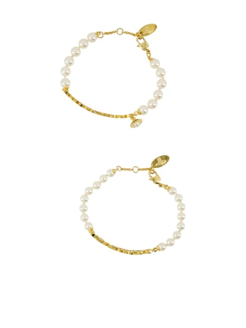 Vivienne Westwood Amelia pearl-embellished brand name bracelets (set of two) - Gold - zdjęcie produktu nr 1