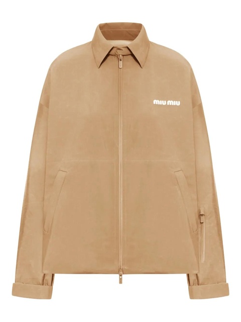 Miu Miu zip-up windbreaker - Neutrals - zdjęcie produktu nr 1