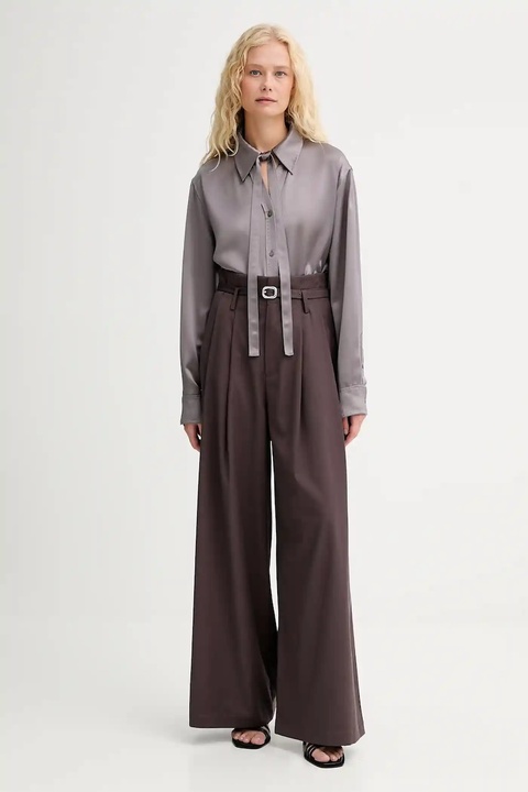 ISABELLE BLANCHE koszula damska kolor szary relaxed z kołnierzykiem klasycznym IS25FW-C059-T008 - zdjęcie produktu nr 2